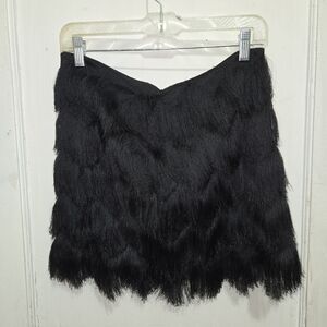 Funky Black Fringed Skirt